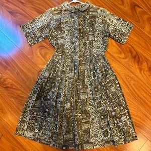 1950’s vintage dress- green, brown & black- no tags